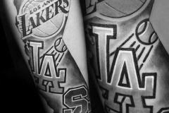 LA-Dodgers-and-Lakers-Forearm-Tattoo