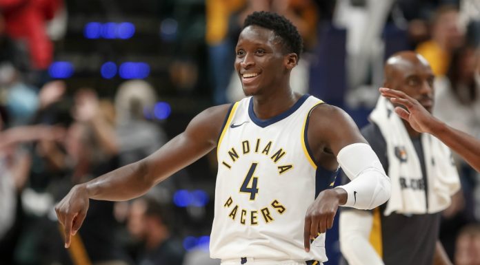 Victor Oladipo skies high for his first dunk of the season