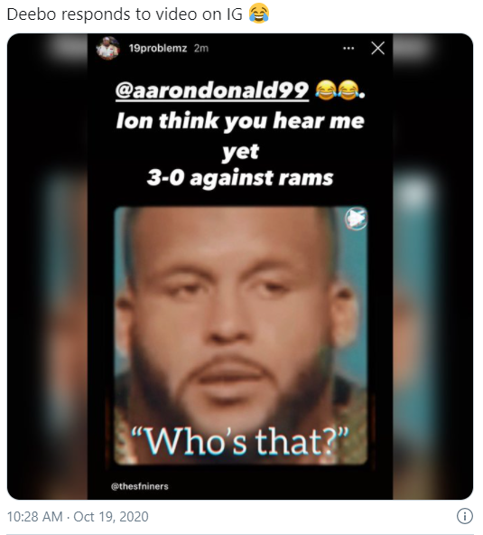 Deebo Samuels response to Aaron Donald