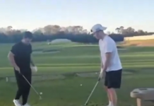 Guy takes golf ball to the balls – Golf trick shot gone wrong (video)