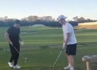 Guy takes golf ball to the balls – Golf trick shot gone wrong (video)