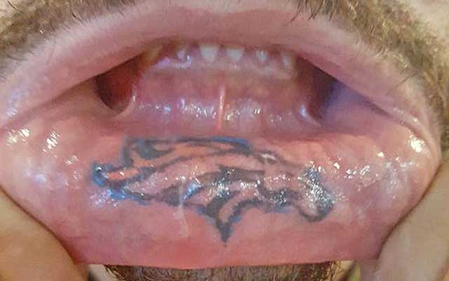 Denver Broncos Lip Tattoo