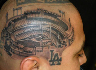 The Best LA Dodgers Tattoo Ideas 2024 Dodger Stadium Head Tattoo