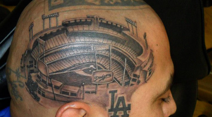The Best LA Dodgers Tattoo Ideas 2024 Dodger Stadium Head Tattoo