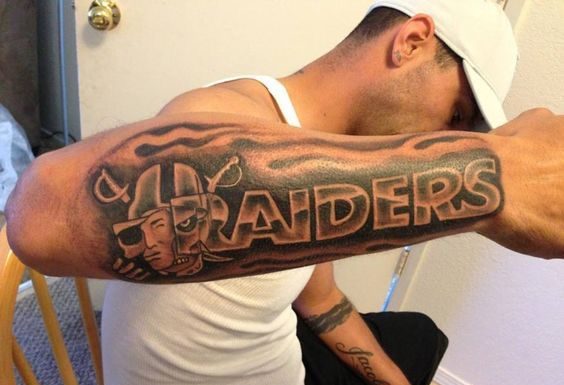 The Best Las Vegas Raiders Tattoo Ideas 2024 Raiders-Forearm-Tattoo