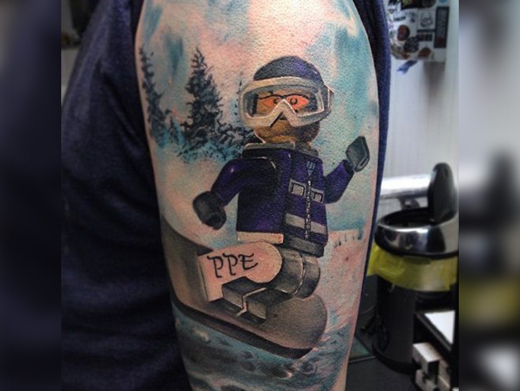 Lego Snowboarder Tattoo