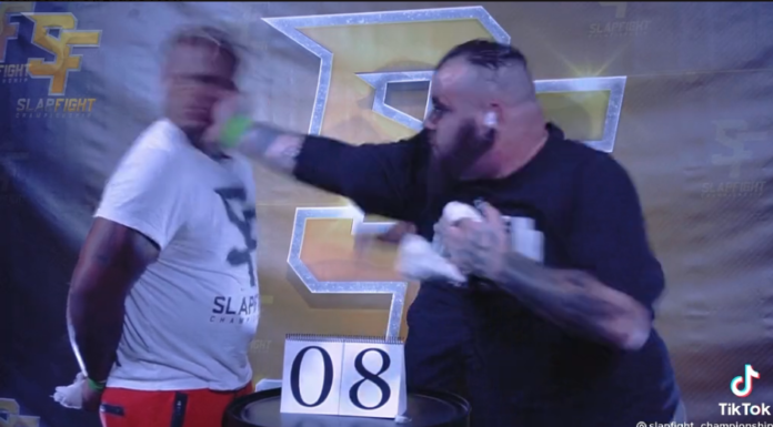 Slapfight Championship between Young James and Frank the Tank Ends With Epic Smash Young James and Frank the Tank Slapfight Championship