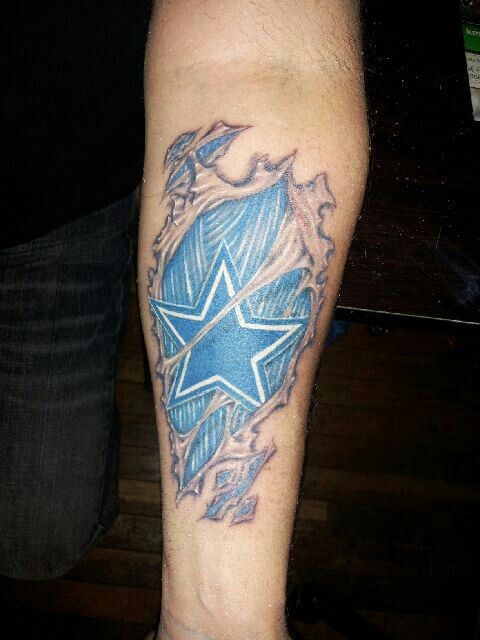 Dallas Cowboys Blue Star Forearm Tattoo