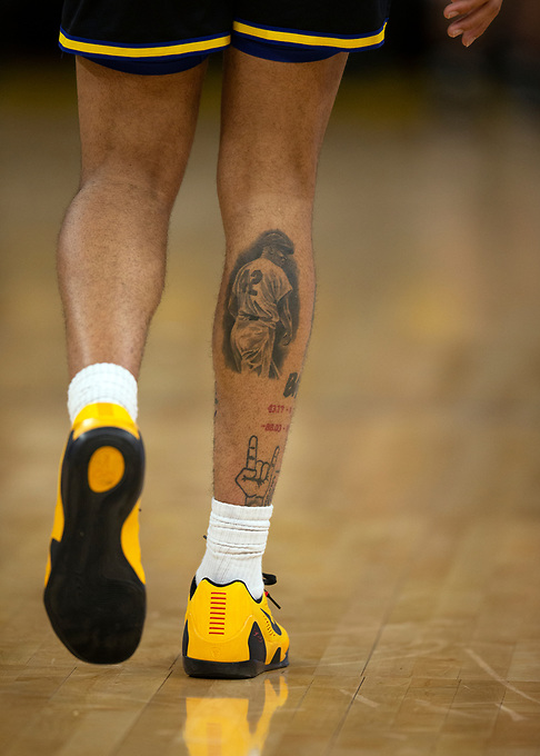 Jordan Poole Jackie Robinson Leg Tattoo