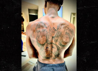 Terry Rozier Latest Tattoos 2025: What is Rozier’s latest ink? Terry-Rozier-Back-Tattoo-of-Monkeys