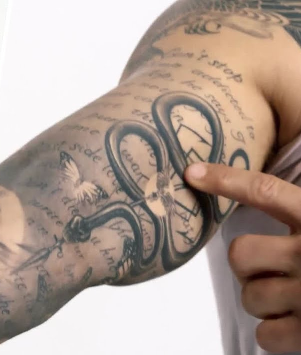 TJ Dillashaw Arm Snake Tattoo